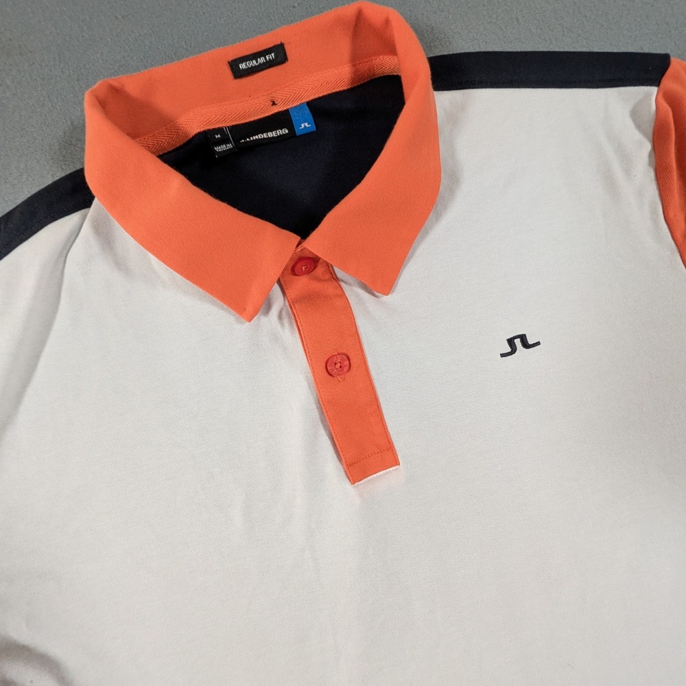 J. Lindeberg Polo Shirt Mens Size M Colorblock Golf Short Sleeve Regular Fit